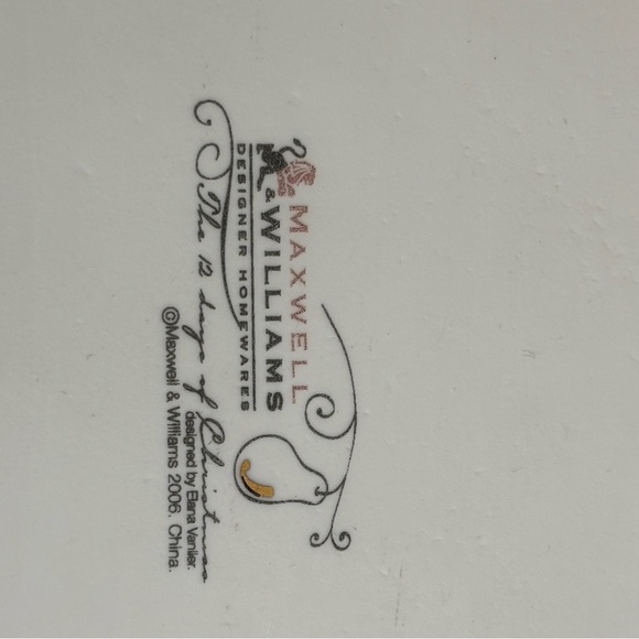 MAXWELL WILLIAMS White Gold Trim Rectangular Platter Partridge in a Pear Tree - Picture 4 of 6